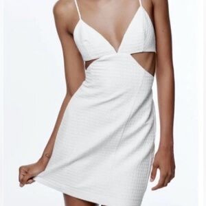 Zara Silver Asymmetrical Halter Cocktail Dress